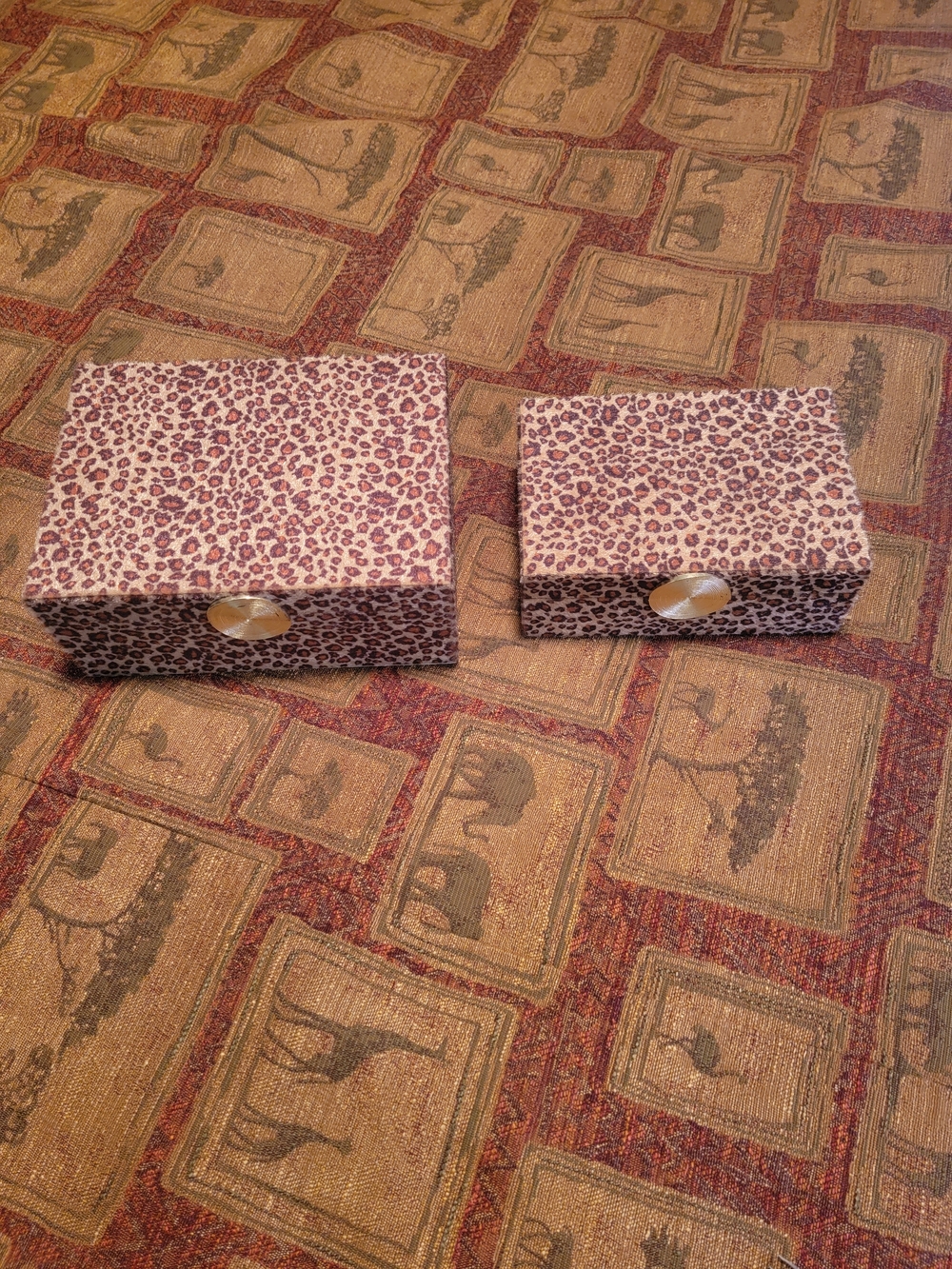 FA Brown and Black Leopard Pattern Storage Boxes - Set of 2